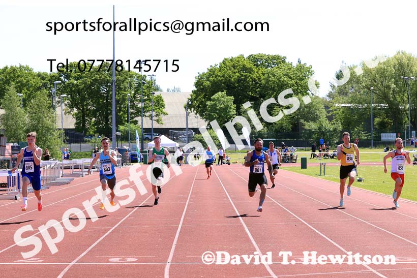 Mens Senior 100 metres, 2024 North Eastern Track and Field Champs., Middlesbrough.  Photo: David T. Hewitson/Sports for All Pics